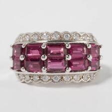 Gems En Vogue Sterling Silver and Pink Purple Garnet Rhinestone Statement Ring picture