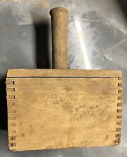 Vintage Primitive Rectangular Wooden Butter Mold With Dovetailed Corners picture