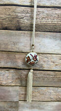Vintage Butterfly Necklace Long Rope Tassel Pendant Ivory Porcelain  picture