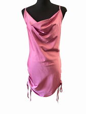 Kendall & Kylie nightclub dress Large slinky ruched rose silky cinched bodycon picture