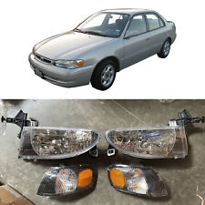 Black Headlights & Corner Light Assembly 4pcs for 1998 1999 2000 Toyota Corolla picture
