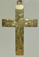 Antique Christian Cross Pendant  Victorian 9k Solid Gold-Hand Engraved picture
