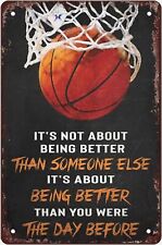 Vintage Metal Tin Sign Basketball Poster Basketball Lover It's Not About Bein... picture