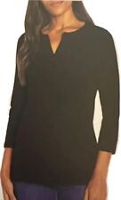 Orvis Ladies' ¾ Sleeve Split Neck Top, Black, Size XL picture