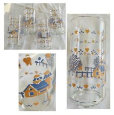 VINTAGE Libbey Glass Tumblers 16 oz. HOME IS WHERE HEART IS 1980s 4-PC picture