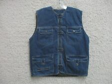 VINTAGE Geoffrey Beene Vest Jacket Medium Adult Blue Denim Full Zip Pockets Mens picture