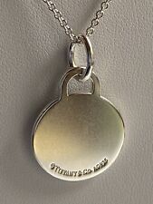 Tiffany & Co. Sterling Round Tag 2001 Engravable Charm Pendant Necklace 18” picture