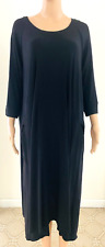 NWT Alembika Black Swing Dress Long Lagenlook With High Slit Size Large picture