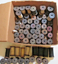 LOT of 67 ANTIQUE WOODEN THREAD SPOOLS BOBBIN SPINDLES INDUSTRIAL TEXTILE MILL picture