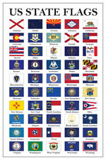 Flags Of US States Classroom Aid Politics History Government Poster 12x18 picture