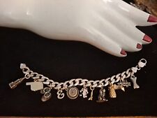 Vintage Sterling Silver Unique Charm Bracelet 12 Fab Charms & signed Italy 925 picture