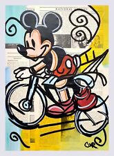 CORBELLIC Impressionism 12X16 Mickey Mouse Bicycle Signed Canvas Collectible Art picture