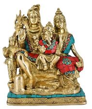 Whitewhale Brass Lord Shiva Family Statue Religious Shiv Parivar Idol Home Decor picture