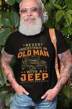Men's Funny Old man with a Jeep Tshirt Grandpa grandfather funny shirts picture