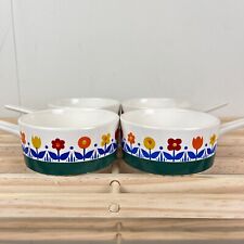 Vintage Villeroy & Boch Flower Pattern Handled Ramekins Bowls Dishes - Set of 4 picture