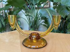 Viking Glass New Martinsville #453 Amber Rhapsody Candlestick Gold Excellent picture