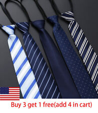 Lazy Men's Zipper Necktie Solid Striped Casual Business Wedding Zip Up Neck Tie picture
