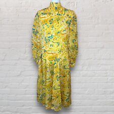 Vintage Handmade Plus Size 60s/70s Psychedelic Yellow Patterned Dress Size 18 picture