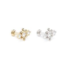 14K REAL Solid Gold Diamond Geometric Stud Helix Cartilage Conch Piercing 16G picture