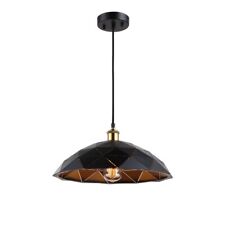 Industrial 1 Bulb Textured Black & Gold Mini Ceiling Pendant Light 16