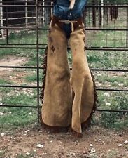 Handmade Chaps Western Wear Suede Leather with Fringe, Cowgirl Vintage Style picture