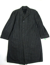 Vtg 1950s Herringbone Striped Tweed Wool Overcoat Hollywood 50s 60s Size 46 ? picture
