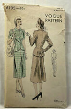 1940s Vogue Sewing Pattern 6105 Womens Suit Dress Size 16 34 Bust Vintage 9239 picture