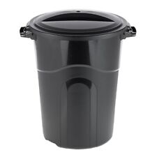 32 Gallon Heavy Duty Plastic Garbage Can, Included Lid, Black picture