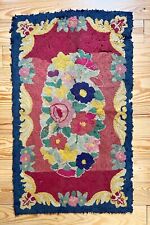 Antique 19th Century  American Hand Hooked Floral Folk Art Rug picture