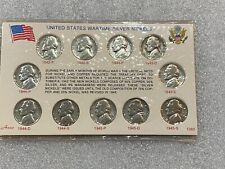 US WARTIME SILVER NICKELS SET COMPLETE ~~ 11 COINS in SEALED CARD picture