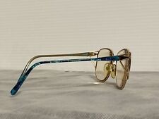 Beautiful Vintage Gold And Turquoise Aviator Eyeglass Frames RARE Unknown Maker picture
