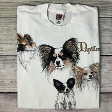 Vintage 1990s Papillon Dogs Single Stitch Animal T-shirt size Large Single St. picture