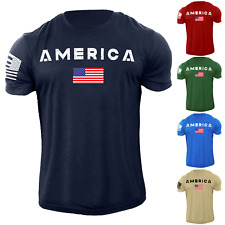Men's USA Flag T Shirt Distress American Patriotic 100% Cotton picture