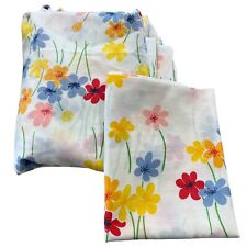 VINTAGE MIDCENTURY MCM GROOVY FLOWER SPRINGS MILLS DOUBLE FITTED & PILLOWCASE picture