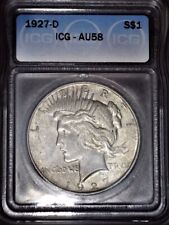 1927-D Peace Silver Dollar, ICG AU58. Original Patina  and Issue Free  picture