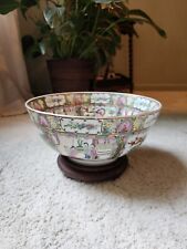 Large 12 Inch Chinese Porcelain  Rose Medallion Bowl  picture