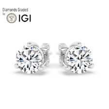 IGI,F/VS1, 4 CT ,Solitaire Lab-Grown Round Diamond Studs Earring, 950 Platinum picture