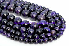 4/6/8/10/12/14mm Natural Purple Tiger's Eye Gems Round Loose Beads Strand 15'' picture