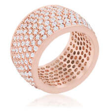 Wide Pave Cubic Zirconia Rose Gold Band Ring picture