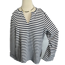 NEW Tommy Bahama Top Womens Large White Blue Striped Aruba Nautical V Neck picture