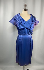 Vintage Dress SMALL  blue satin 50's 60's sheath wiggle rockabilly EMMA DOMB picture
