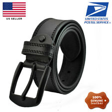 100% Mens Genuine FULL GRAIN Leather Belt Casual Pin Buckle Brown Black US Stock picture