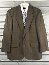 NICE Vtg Oscar De La Renta Brown Plaid 100% Wool Blazer Jacket Sport Coat 42R picture