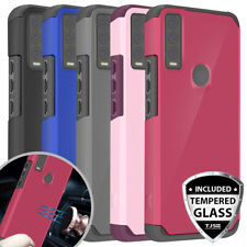 For ATT Motivate Max U668AA Case Mount Friendly Rubber Hard Cover+Tempered Glass picture