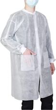 Case of 50 Disposable Lab Coats 2 Pockets w/ Knitted Cuffs Collar (S-2XL) picture