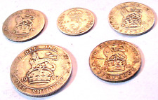 1914-1918 Great Britain WWI Silver Set King George V British Sterling GV 5 Coins picture