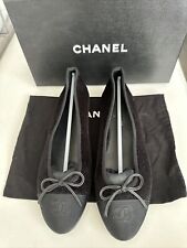 CHANEL | Street Style Plain Glitter Logo Ballet Shoes Black Size 10.5 picture