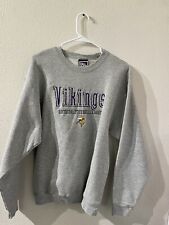 Vintage Minnesota Vikings Sweatshirt Mens L Gray Crew Neck Sweater 90s Y2K USA picture