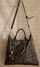 G.I.L.I. Gray Croc Embossed Leather Handle/Strap Handbag with Dustbag MSRP $275 picture