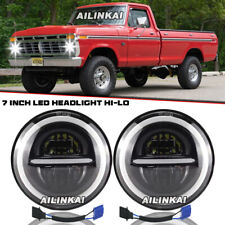 2PCS 7inch Round LED Headlights Hi-Lo Beam w/DRL For Ford F-100 F100 1969-1979 picture